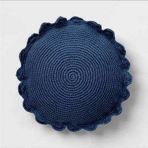 Round Crochet Throw Pillow with Scalloped Trim from Threshold
